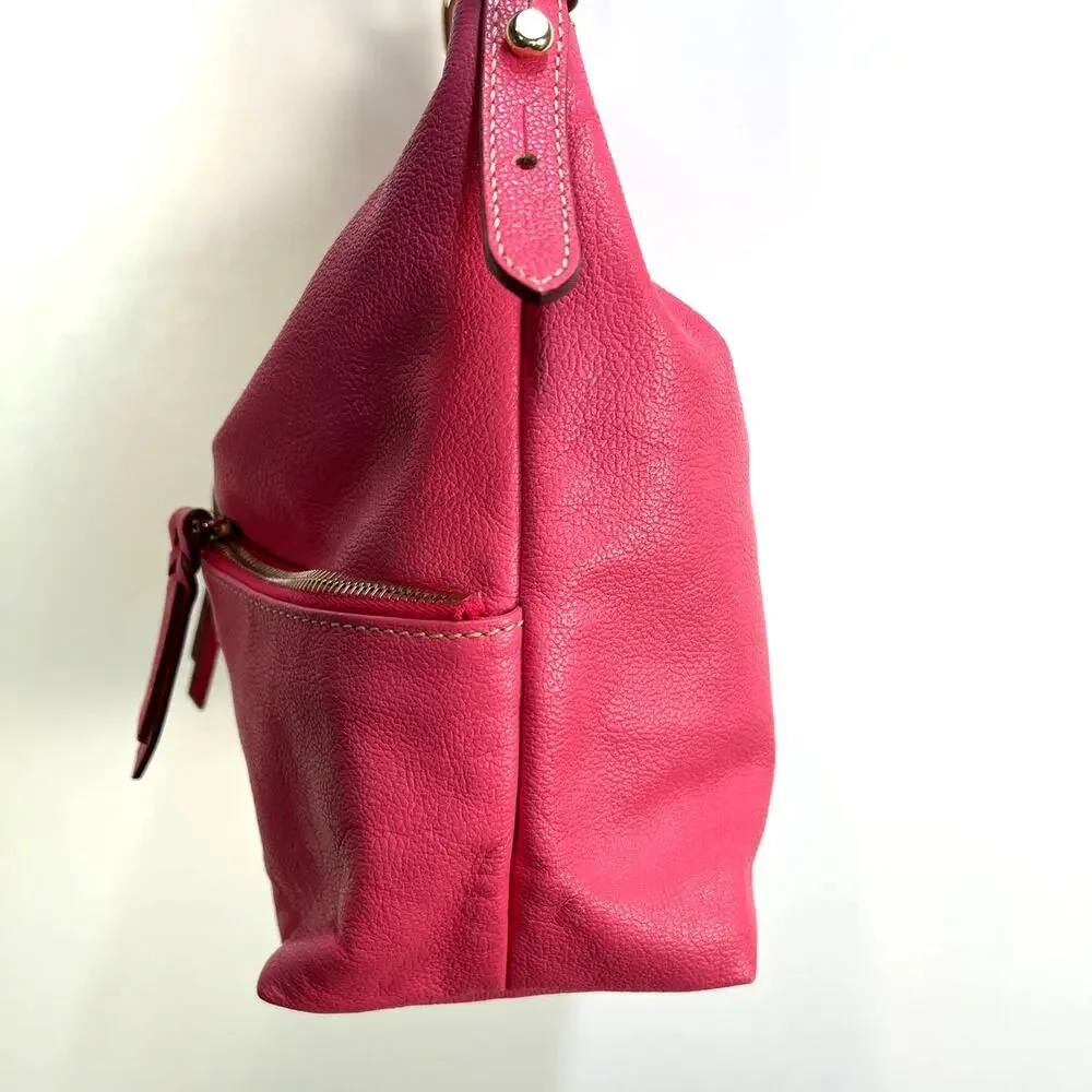 Dooney and Bourke Dillen Zipper Pocket Small Hobo Bag Pink Handbag Purse